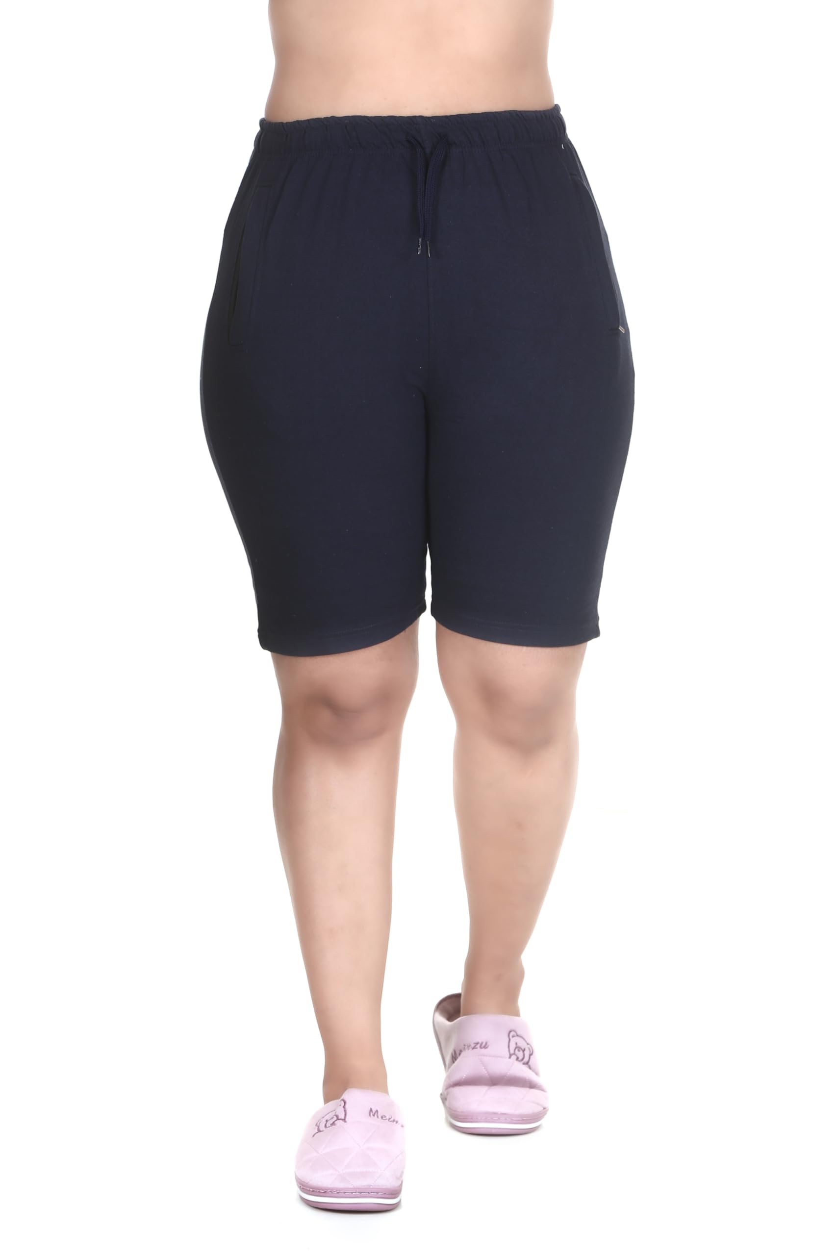 (Pack of 1) Women Navy Blue Cotton Shorts, 6XL-picture-19