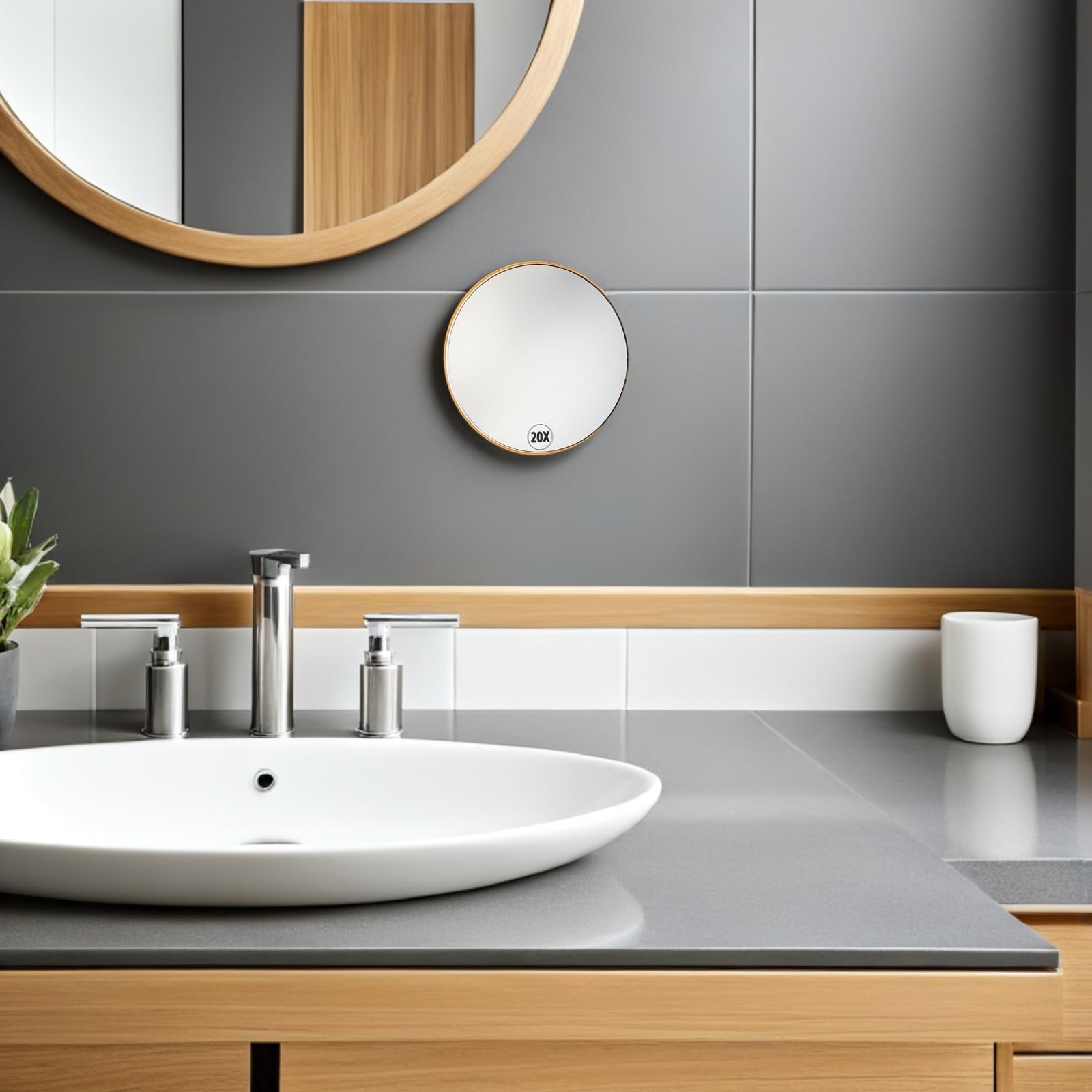 LIFKOME 2 Piezas Espejo de Aumento con Ventosas Portátil y Fácil de Instalar para Maquillaje Depilación y Viaje Diseño para Baño y Tocador