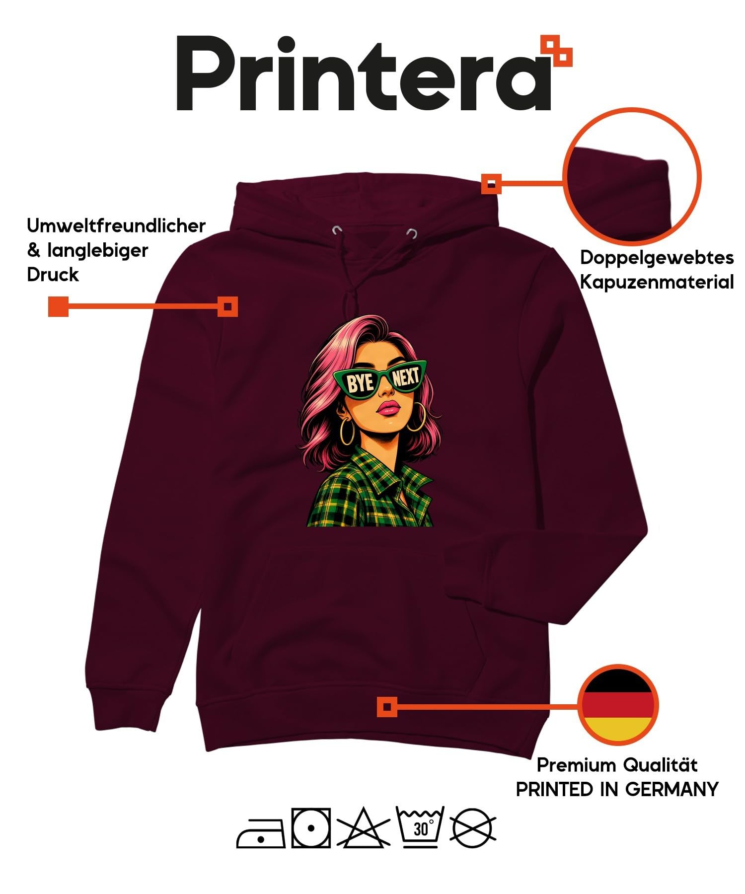 BYE NEXT damskie okulary przeciwsłoneczne z kapturem, burgundowa, XL