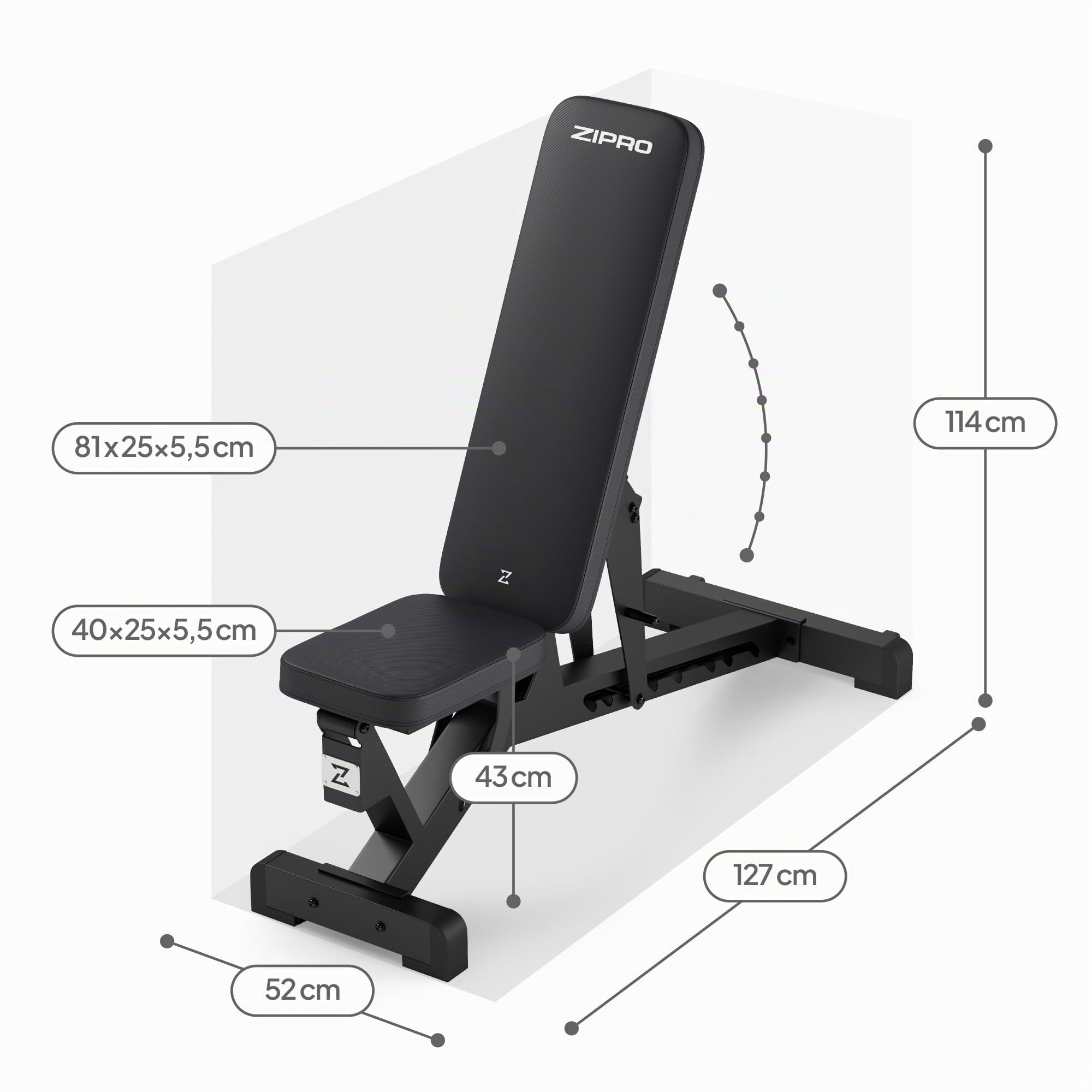 Zipro banco de entrenamiento plegable, banco de press de banca, banco de fitness, banco multifuncional para abdominales, equipo de fitness, banco plano, banco de pesas, estación de fuerza