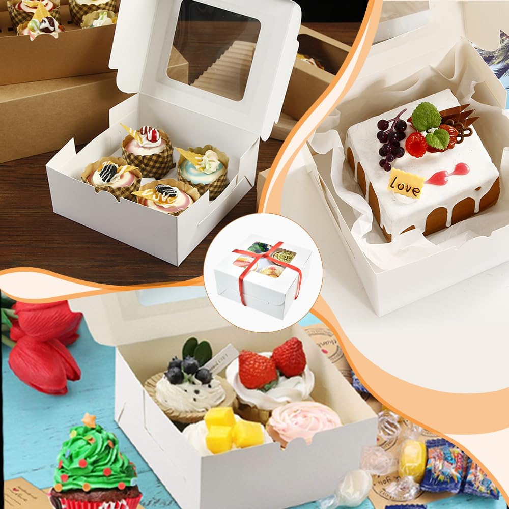 Scatole Cupcake 6 Fori Con Finestra - Con Inserti Anti-scivolo Per Muffin E Pasticcini | Set Da 20 Pezzi Marrone - Foto 3