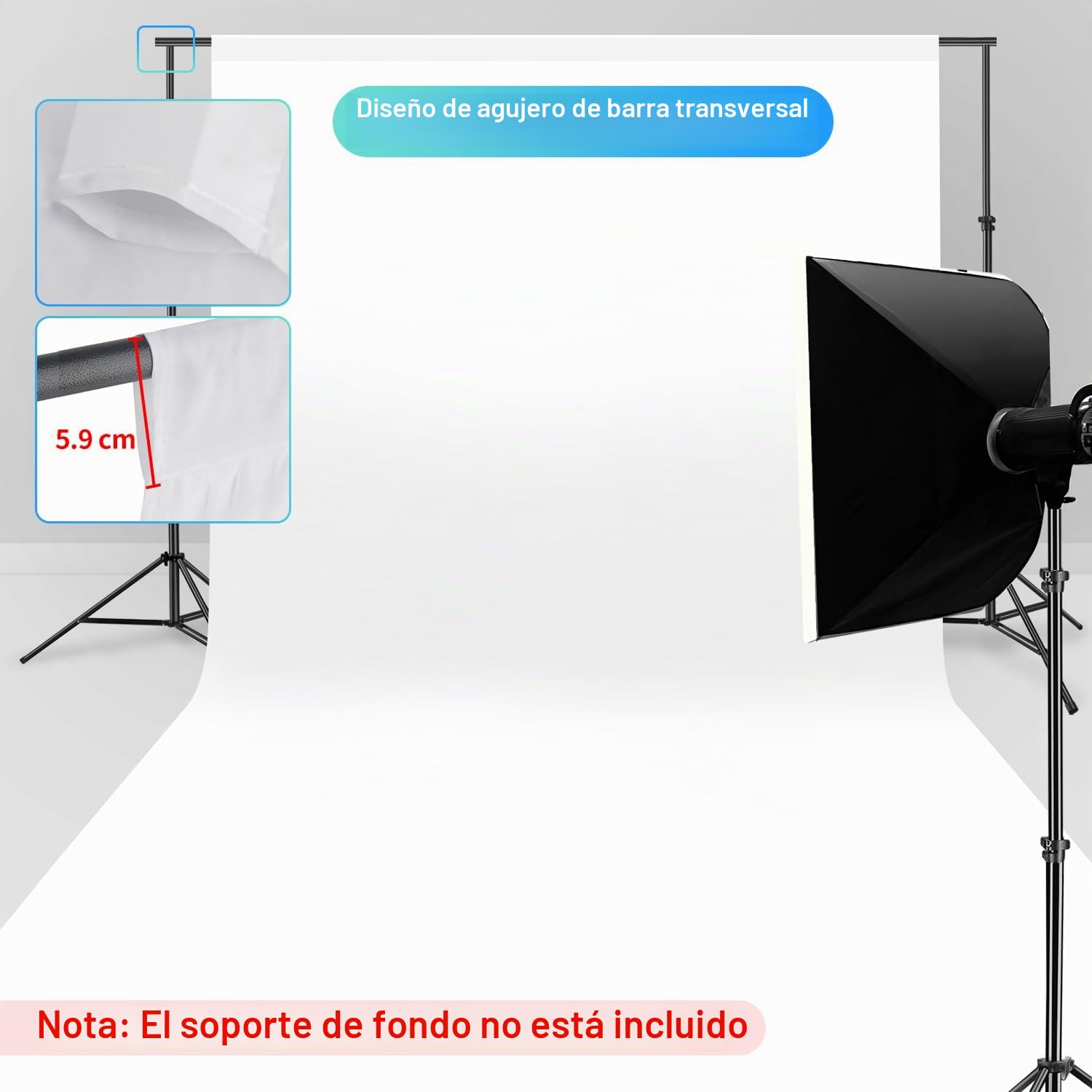Telón de fondo para cámara, blanco, 3x6m (10x20 pies), gran fondo plegable lavable de poliéster, para fotografía, televisión, zoom, YouTube, vídeo, televisión