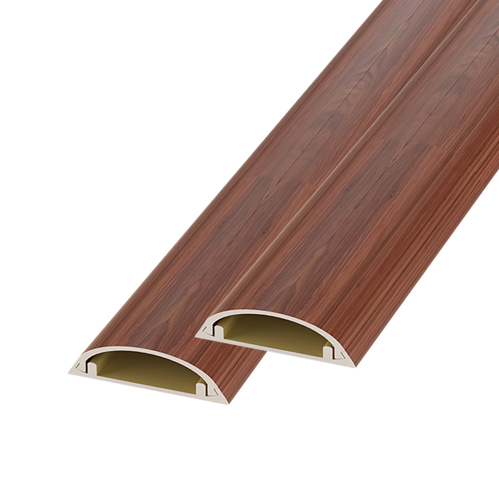 SRNSAEB Bodenabdeckungen 1 m überstreichbare Kabelabdeckungen für Kabel an der Wand, 1er-, 2er-, 3er-, 4er-Pack Kabelkanal-Set in Schwarz und Silber für Schutz von Kindern/Vermeidung(Brown,2 pcs)