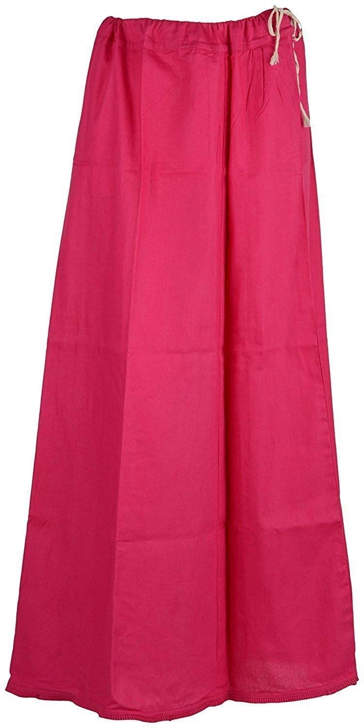Cotton Saree Inskirt Women Petticoat Indian Underskirt Skirt (Pink)