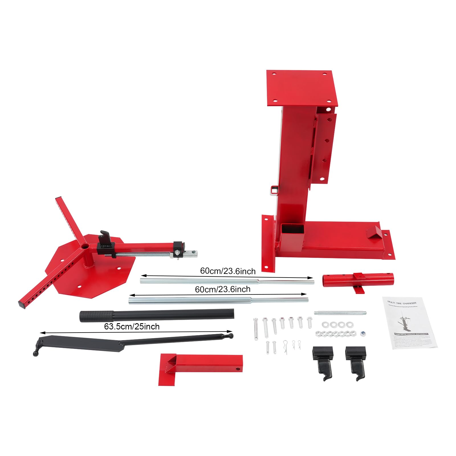 Démonte-pneu manuel en acier au carbone portable pour pneus de 10 à 43 cm, compatible avec voiture, camion, remorque, pour maison, garage et atelier