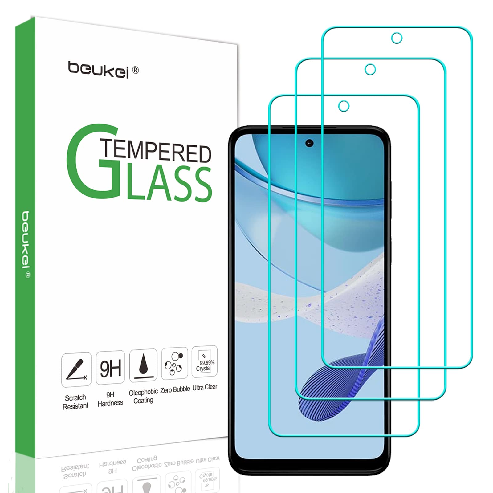 beukei (3 Pack) Compatible for Motorola Moto G 5G (2023) [Not Fit for Moto G 5G 2022] Screen Protector Tempered Glass, Touch Sensitive,Case Friendly,