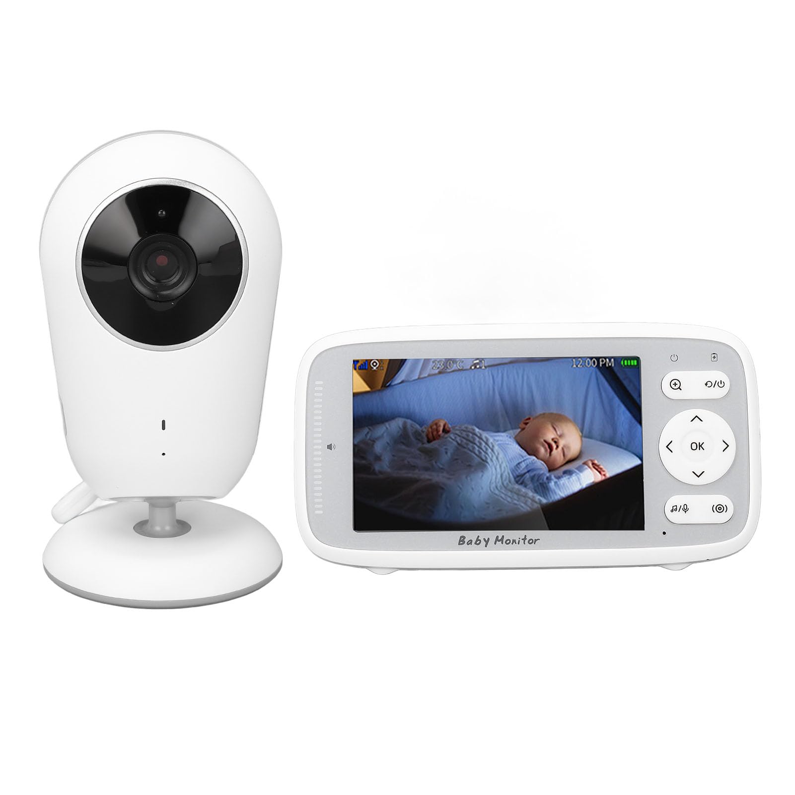 Goshyda Baby Monitor, Videocamera per Neonati con Schermo LCD da 4 Pollici, Supporto Conversazione Bidirezionale, Visione Notturna, Sorveglianza della Temperatura, Videocamera per (Spina