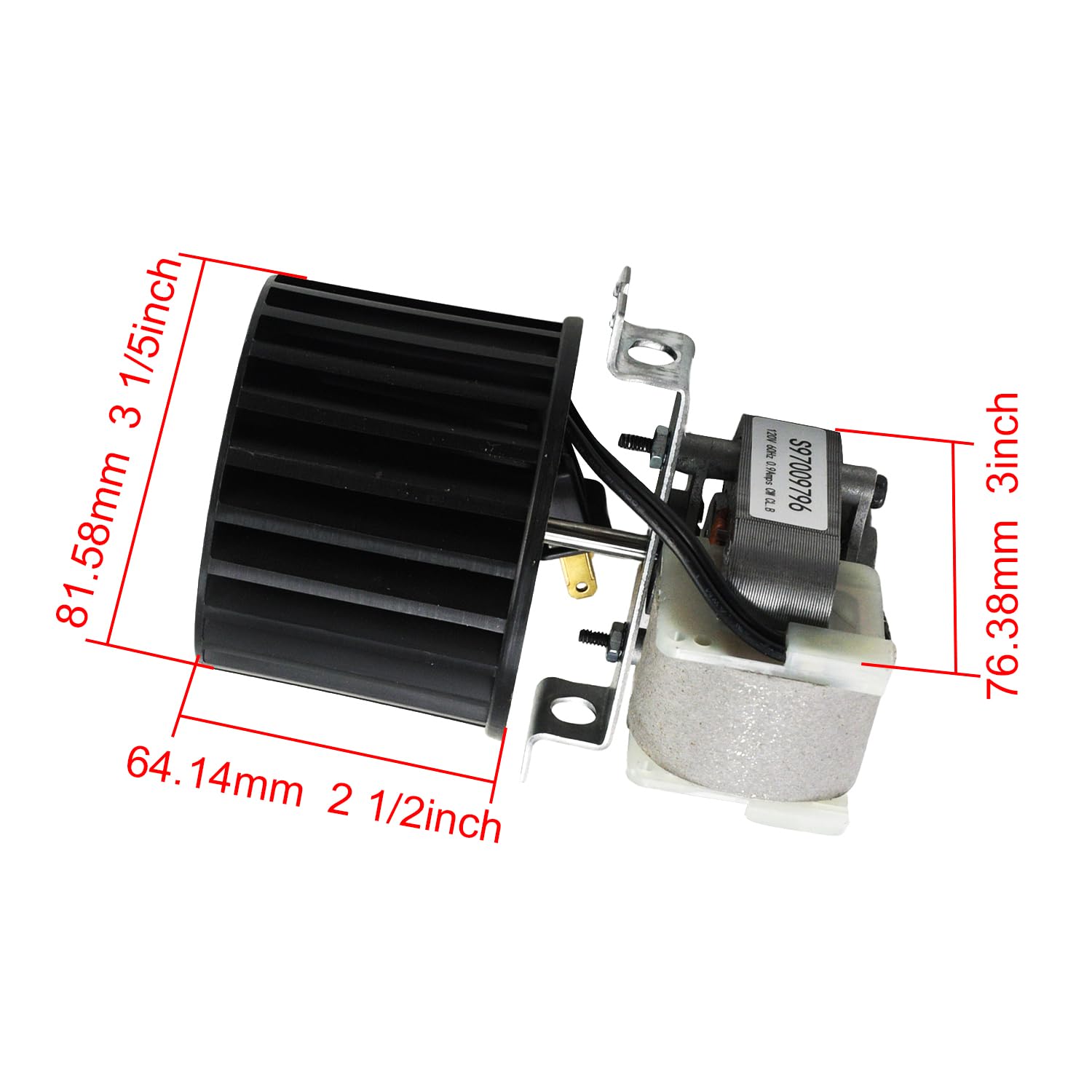 S97009796 Bathroom Fan Motor Blower Assembly Compatible with Broan Nutone Bulb Ceiling Heater 162 164-E G J K L M, Fan Blower Replace 97009796, S97009758, S97009796B