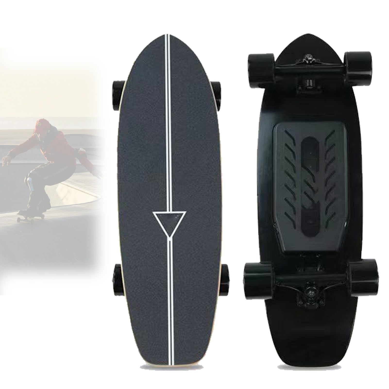 Skateboard éLectrique avec TéLéCommande, Skateboard Cruiser Classique, Vitesse De Pointe,Adapté Aux Adultes Et Adolescents DéButants 2-Surf(30km)