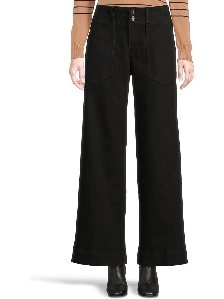 Black Liverpool Los Angeles Mid-rise Utility Patch Pocket Wide Leg Pants