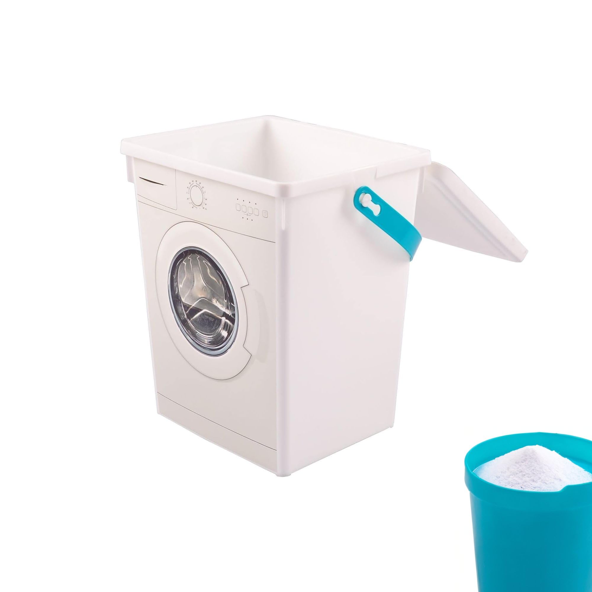 Waschpulverbox in Form einer Waschmaschine für Waschmittel | Waschmittelbox Eimer 5 Liter