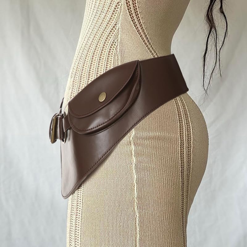 Women'S Vintage Western Y2k Punk Belt Bag Gold Metal Ring Rivet Wide Waist Belts4