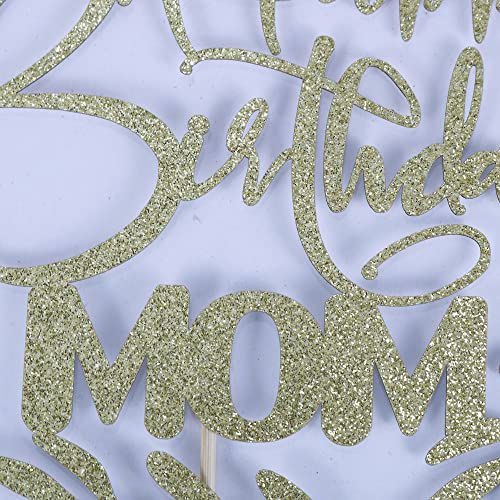 Arokippry Happy Birthday Mom Cake Topper - Mother's Birthday Cake Decor Birthday Party Decor For Mom - Mother's Day Party Cake Topper Golden Flash (Gold) #TOP7