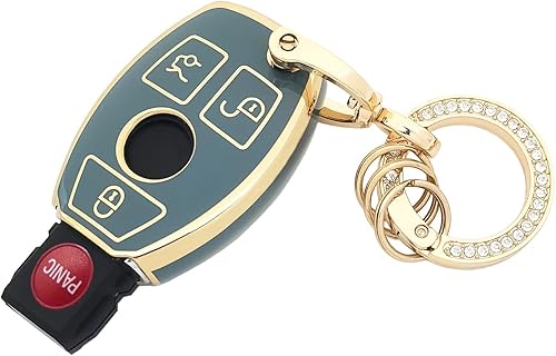 Funda para llavero de automóvil de TPU suave para Mercedes Benz C E G M Class GLC GLE GLS CLA CLS con llavero, Azul