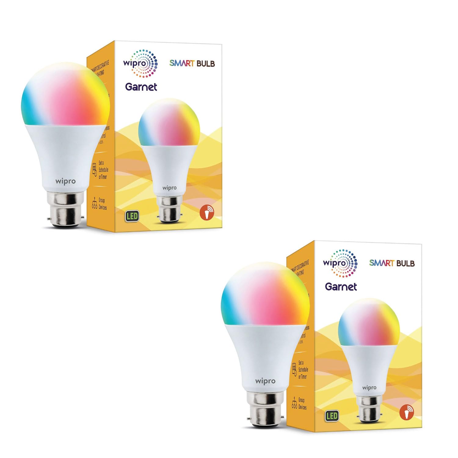 wipro NS9200 B22D Wi-Fi Enabled Smart LED Bulb for Amazon Alexa & Google Assistant (9W, White) | Pack of 2