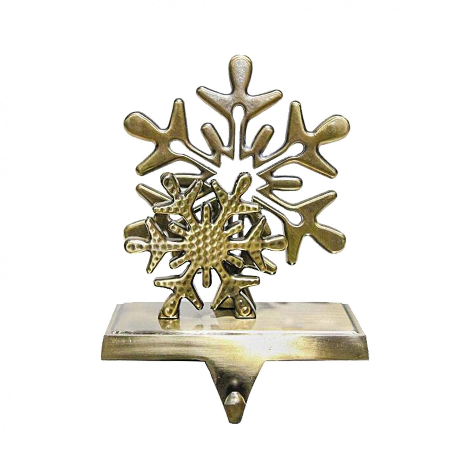 SUMDUINO Christmas Stocking Holder Stand for Mantel, Creative Metal Snowflake Xmas Tree Snowman Elk Shape Stocking Hangers for Christmas Home Decoration (Snowflake)