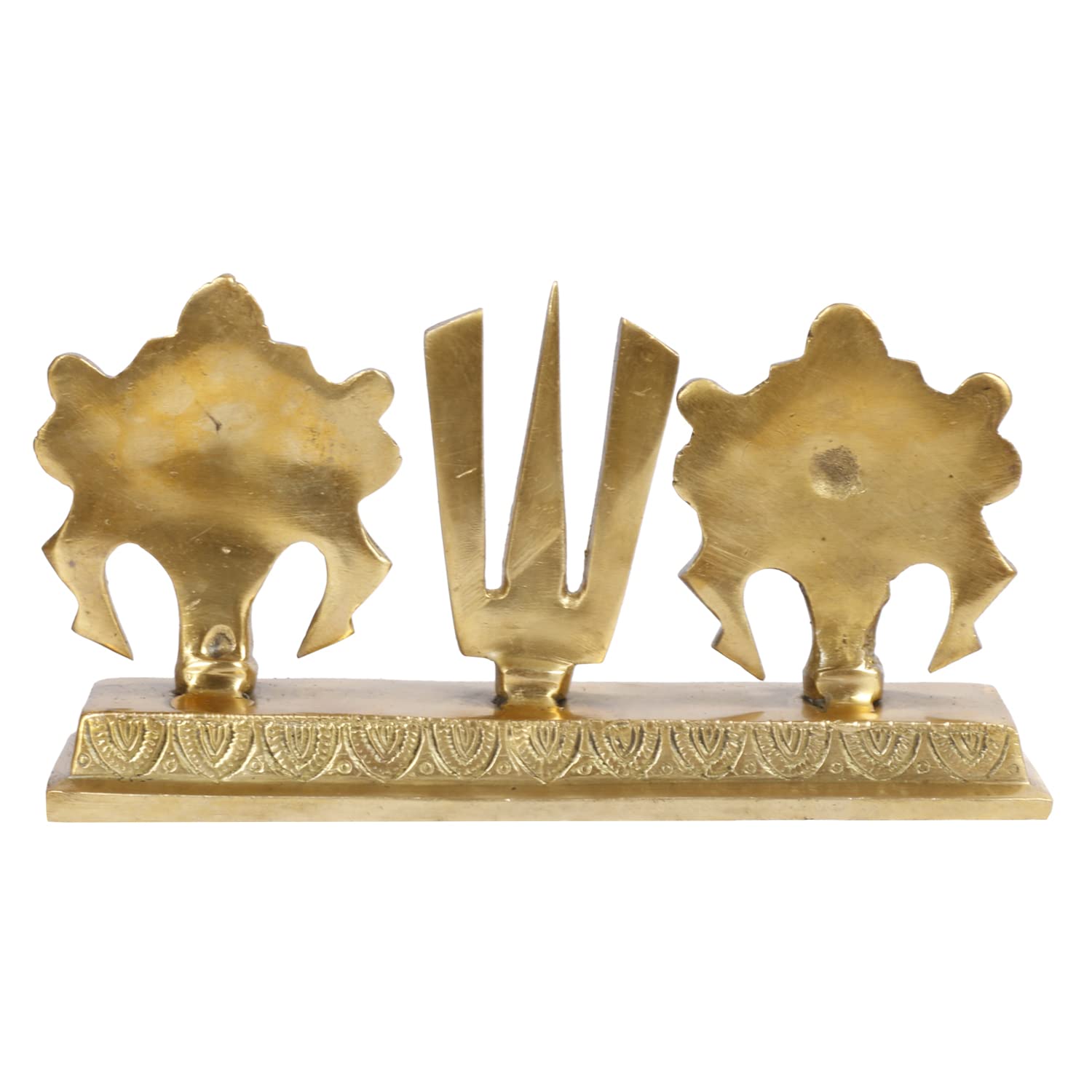 Kartique Brass Shankh Chakra Namah Showpiece Shankha Tilak Padma Padmanabha Swami Vishnu Home Decor Tirupathi Balaji Padma Height 4.25 Inch Gold Color - Image 5 thumbnail