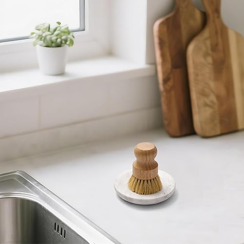 Miniatura 7 de WORHE Jabonera de mármol Italia, soporte de esponja de piedra natural para baño, bañera, ducha, fregadero de cocina, organizador de jabón redondo