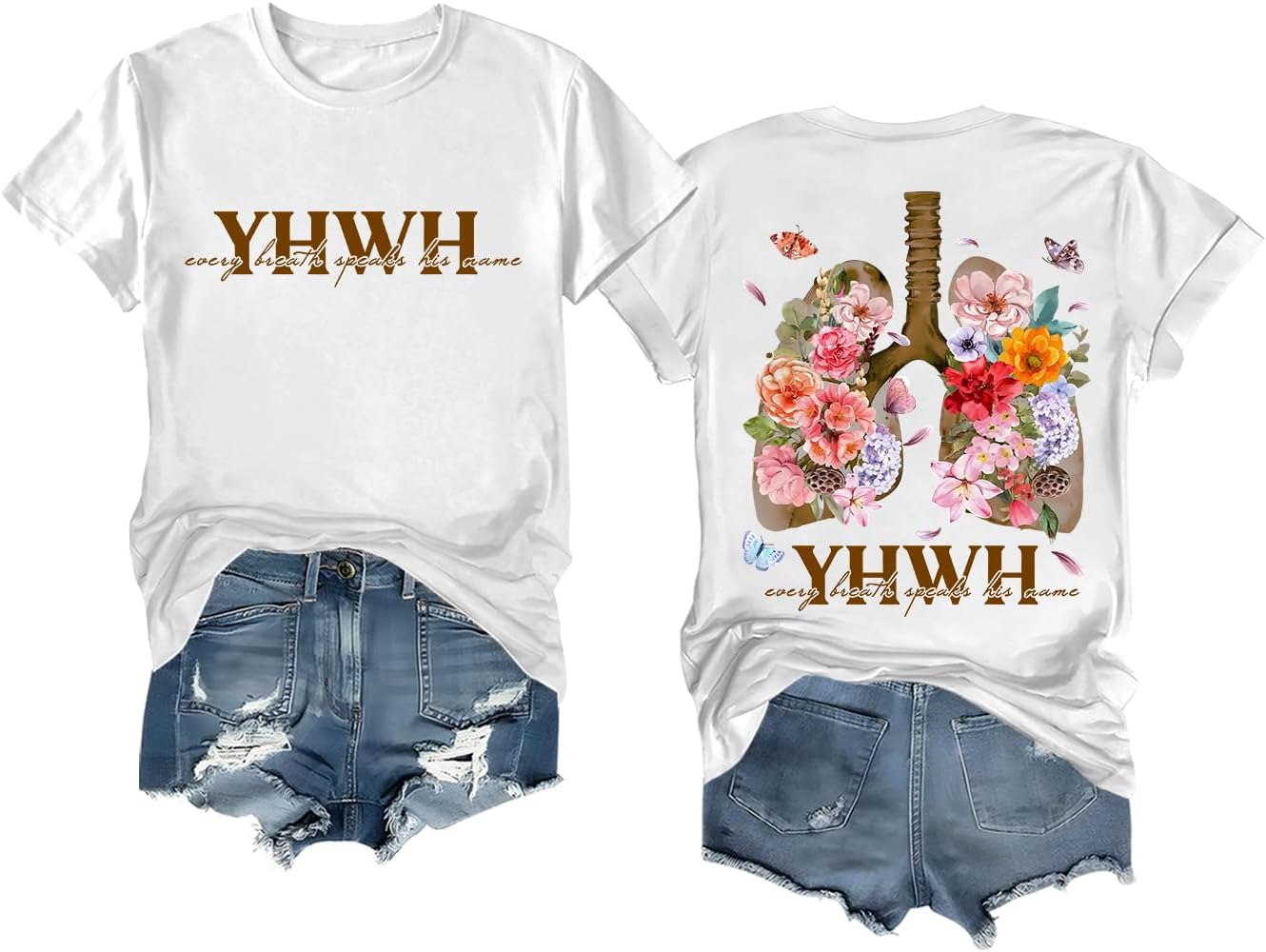 YHWH Lungs Shirt Women Yahweh T-Shirt Floral Christian Shirt for Women - Image 6