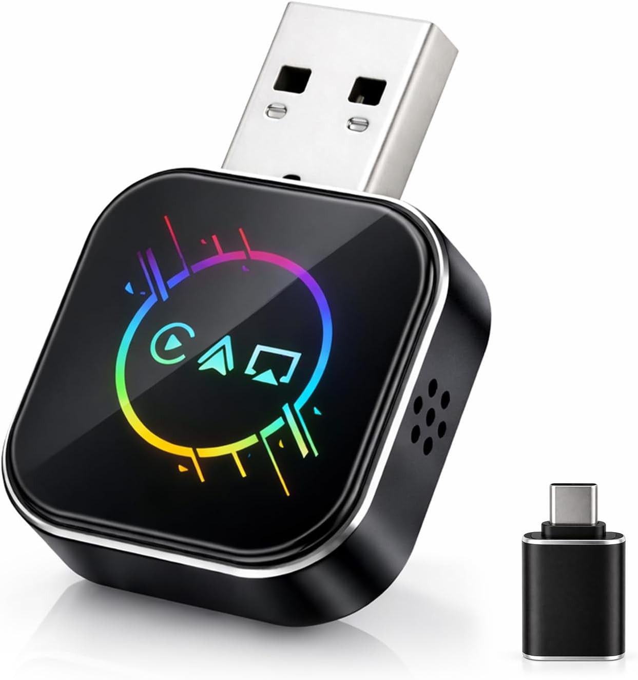 - ELECROW Wireless CarPlay Adapter for iPhone＆Android - 3 in 1 Dual Band WiFi 2.4G/5G & Bluetooth 5.3 Airplay Mirror Link CarPlay Dongle with USB-A/Type-C Port, Plug & Play, OTA Update
