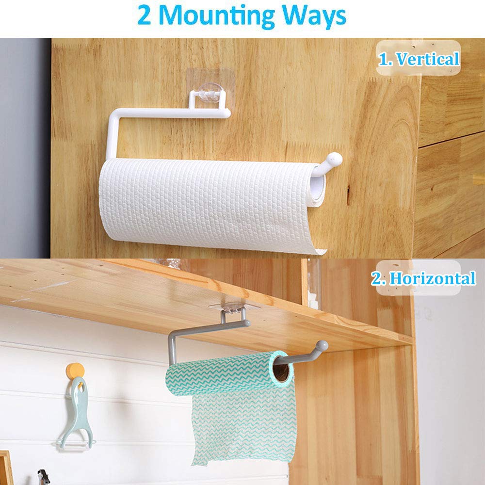 XYNSNDB Portarotolo Autoadesivo per Carta igienica, Confezione da 2, portarotolo in plastica da Parete, per Cucina, Camera da Letto, Bagno, Nessuna Perforazione Richiesta (Bianco)