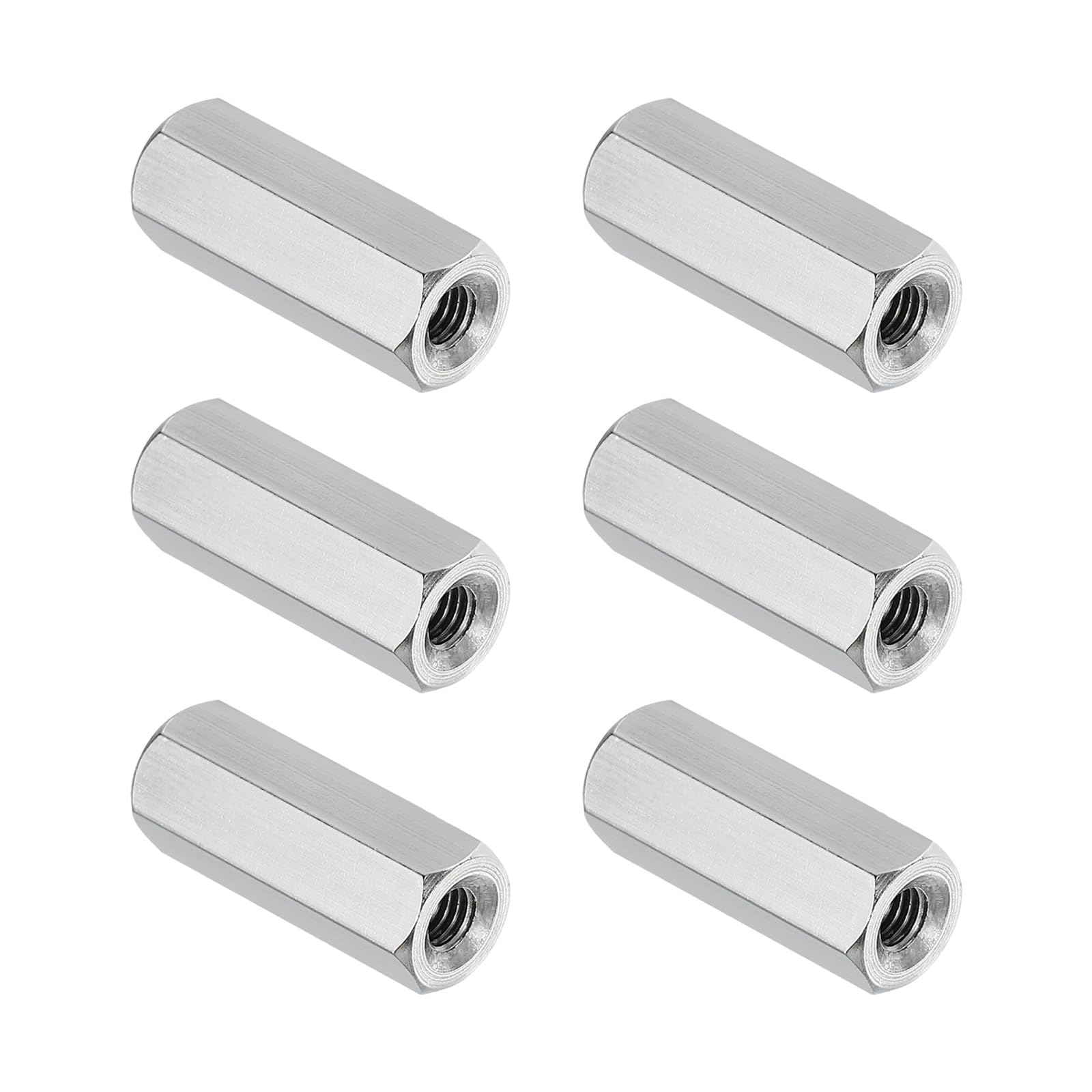 PATIKIL M3x0.5 Pitch 304 Stainless Steel Hex Coupling Nuts, 6 Pcs 16mm / 0.63" Length Coarse Fully Threaded Rod Coupling Nut Studding Connector Fasteners, Silver Tone โ image 1