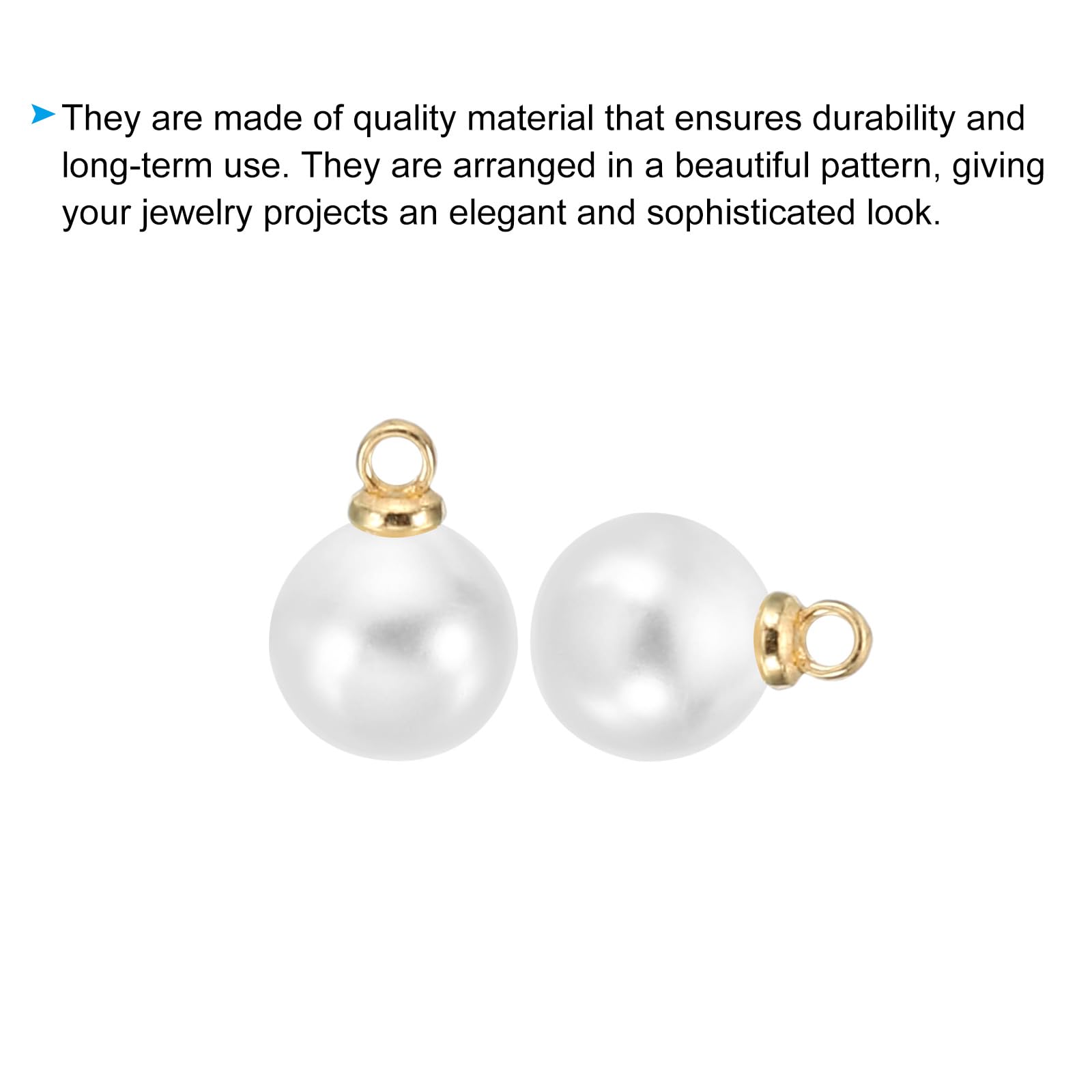 PATIKIL 5mm Pearl Charm, 100pcs Pearl Beads Faux Pearl Pendant Charm Beautiful DIY for Making s s Wedding Crafts Golden White - Image 4