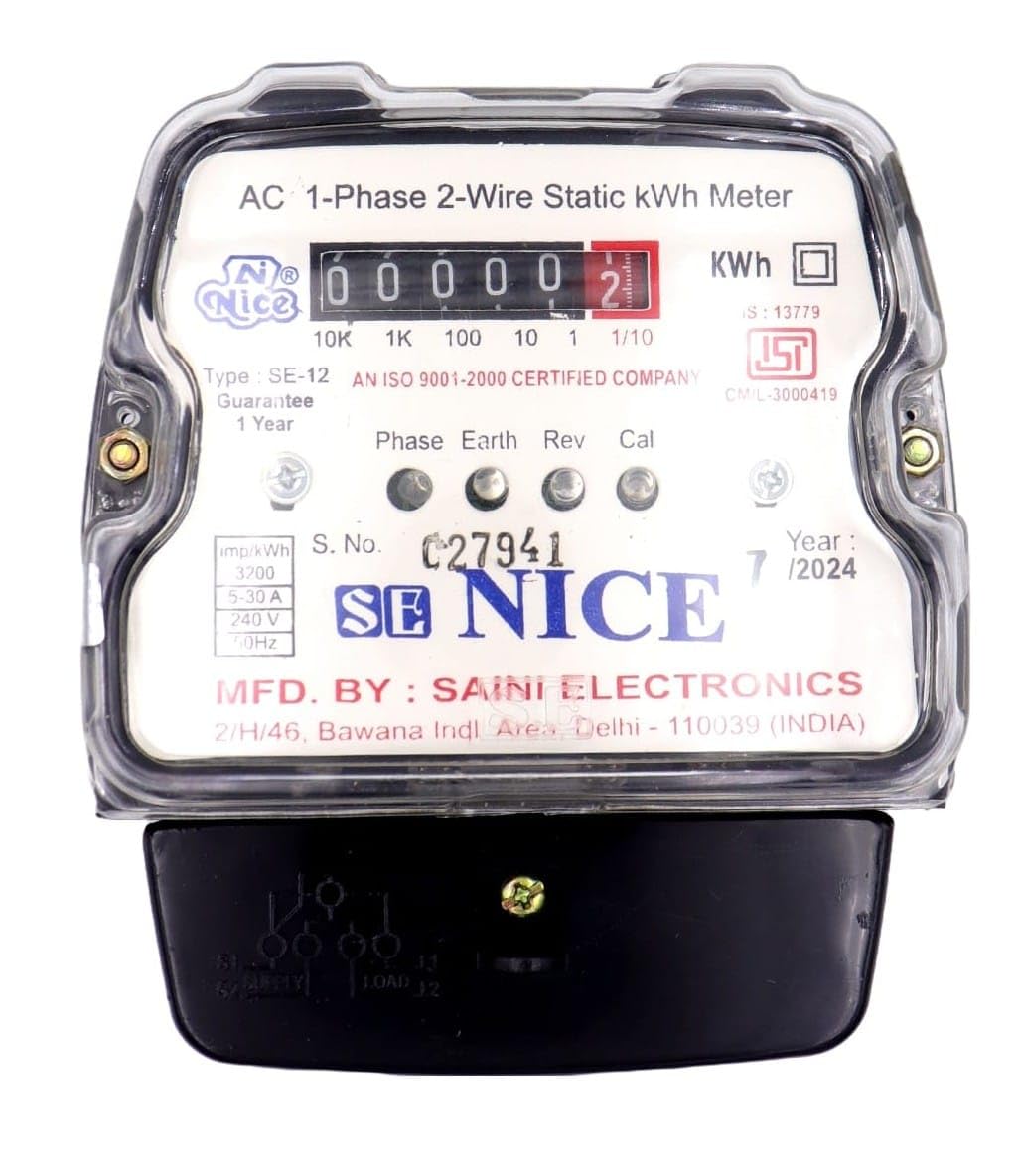 WINGWON Single Phase Multi-Function 2 Wire Electrical Energy KWH Sub Meter for Home (ISI Marked), Black NO 6 - Image 1
