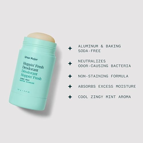 Miniatura 3 de Desodorante Ursa Major Hoppin' Fresh 100% natural, sin aluminio, no mancha, elimina olor y absorbe la humedad con menta, eucalipto y romero (2.6oz)