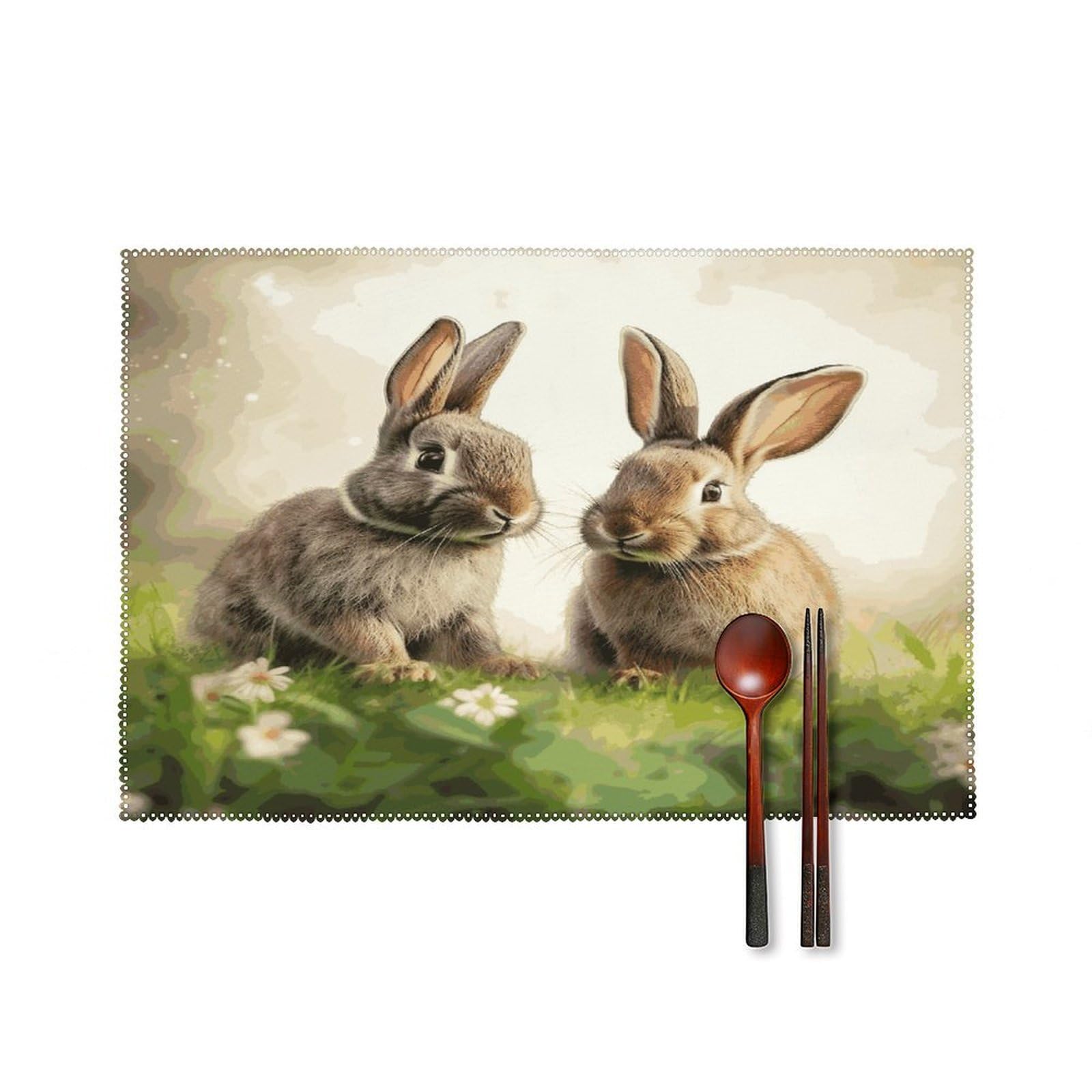 Fekiloot Style Funny Rabbits Placemats Set Of 6,Table Mat