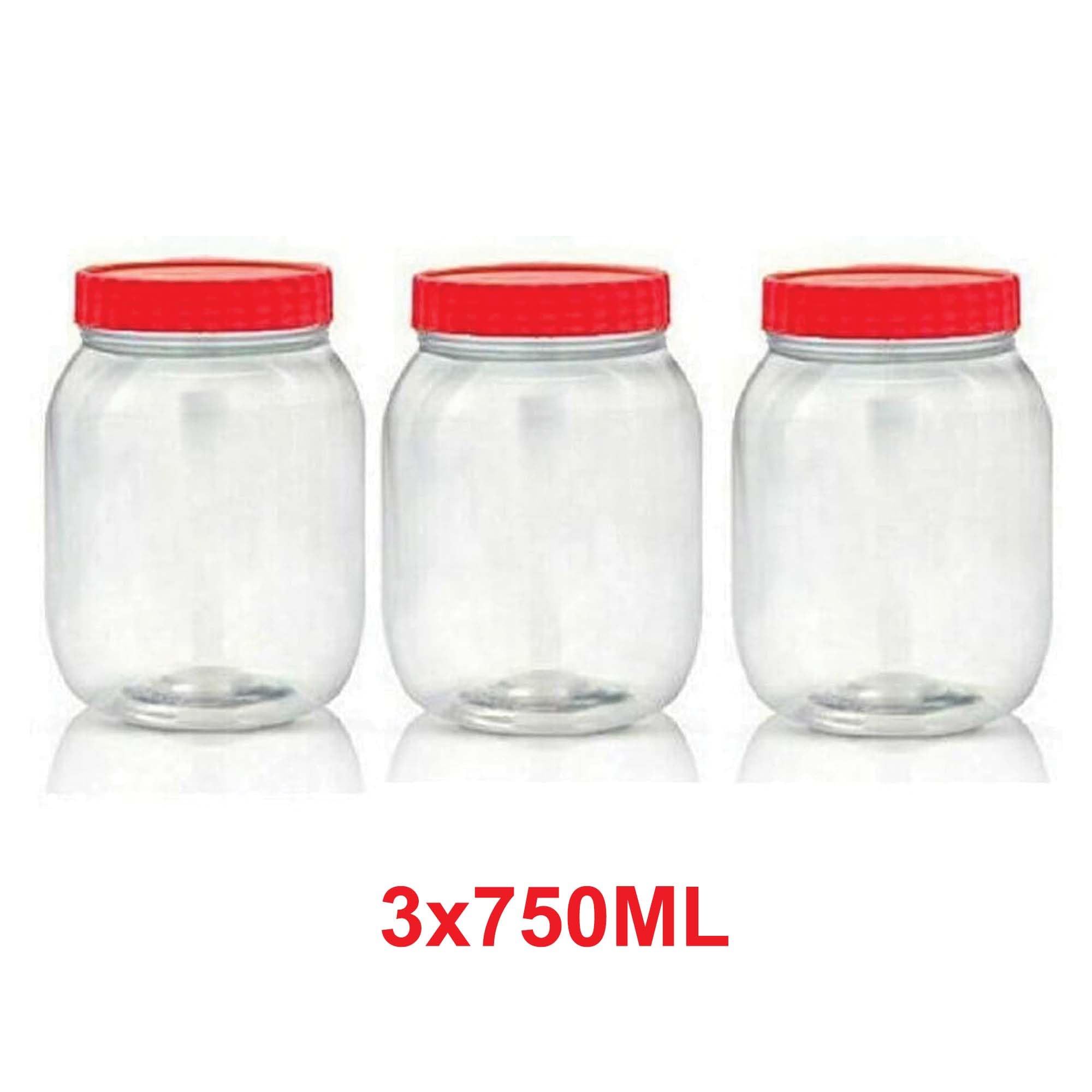 Barattoli In Plastica Con Coperchio - 3 X 1000 Ml, Ermetici, Trasparenti, Per Alimenti
