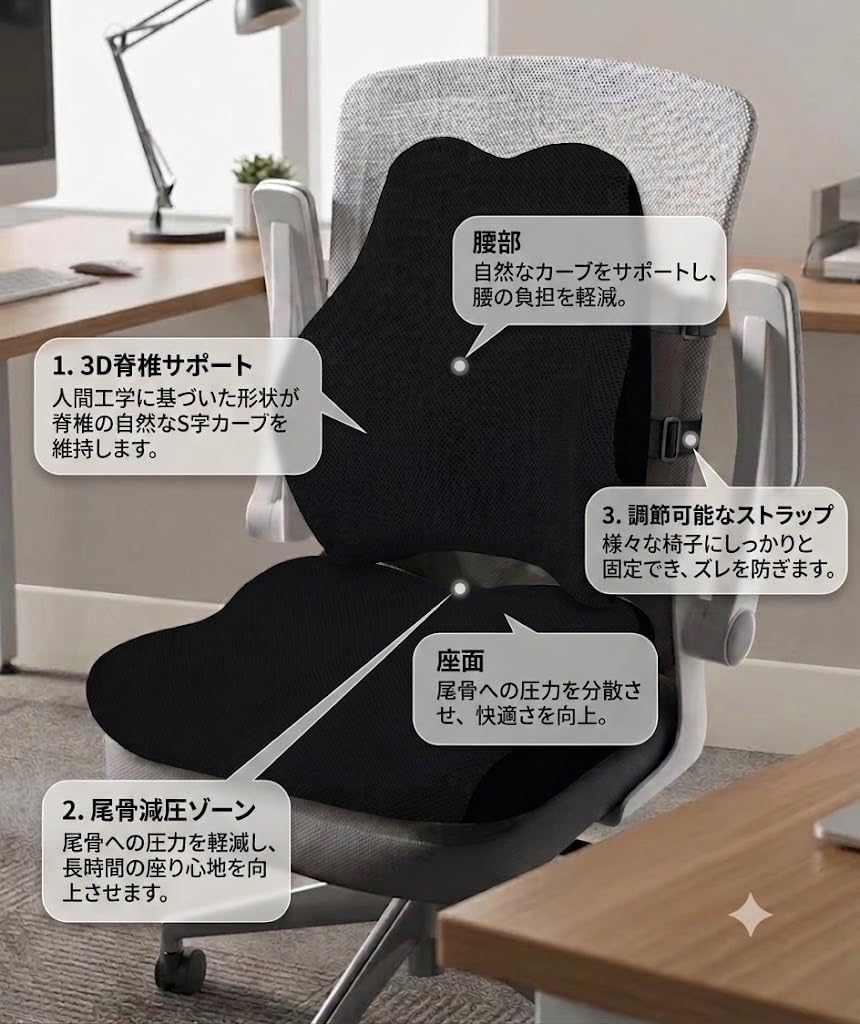 Cojín para silla de ruedas con almohada lumbar (juego de 2 piezas) para adultos y personas mayores. Espuma viscoelástica de apoyo para aliviar el dolor de espalda, coxis y cadera, funda