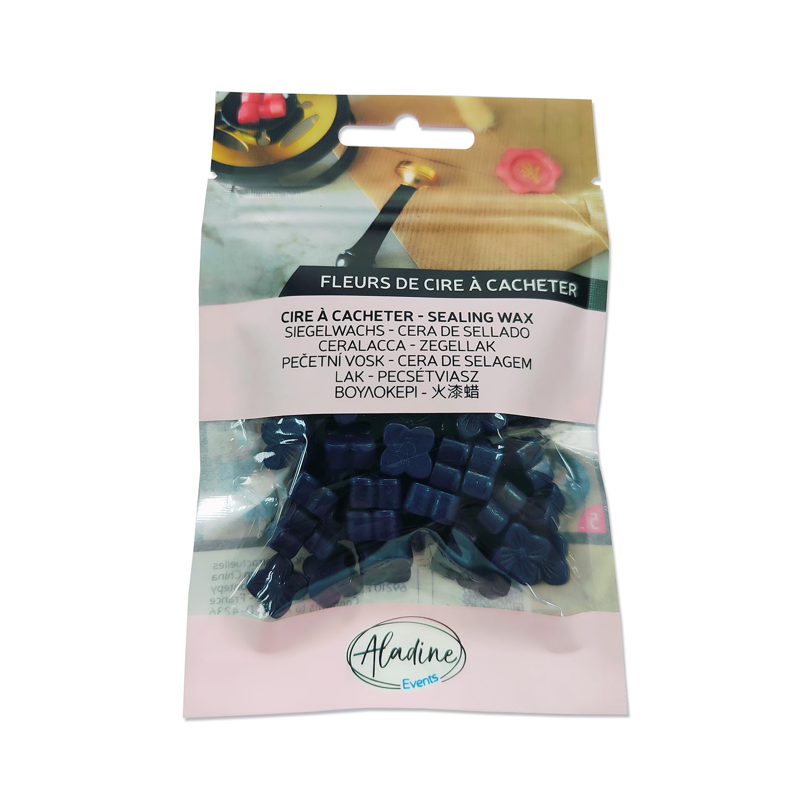 Aladine - 60 Sealing Wax Beads - Navy Blue - to Create Wax Seal - Wax Flowers - Weddings, Births, Letters, Mails, Menus & Gifts - 72642