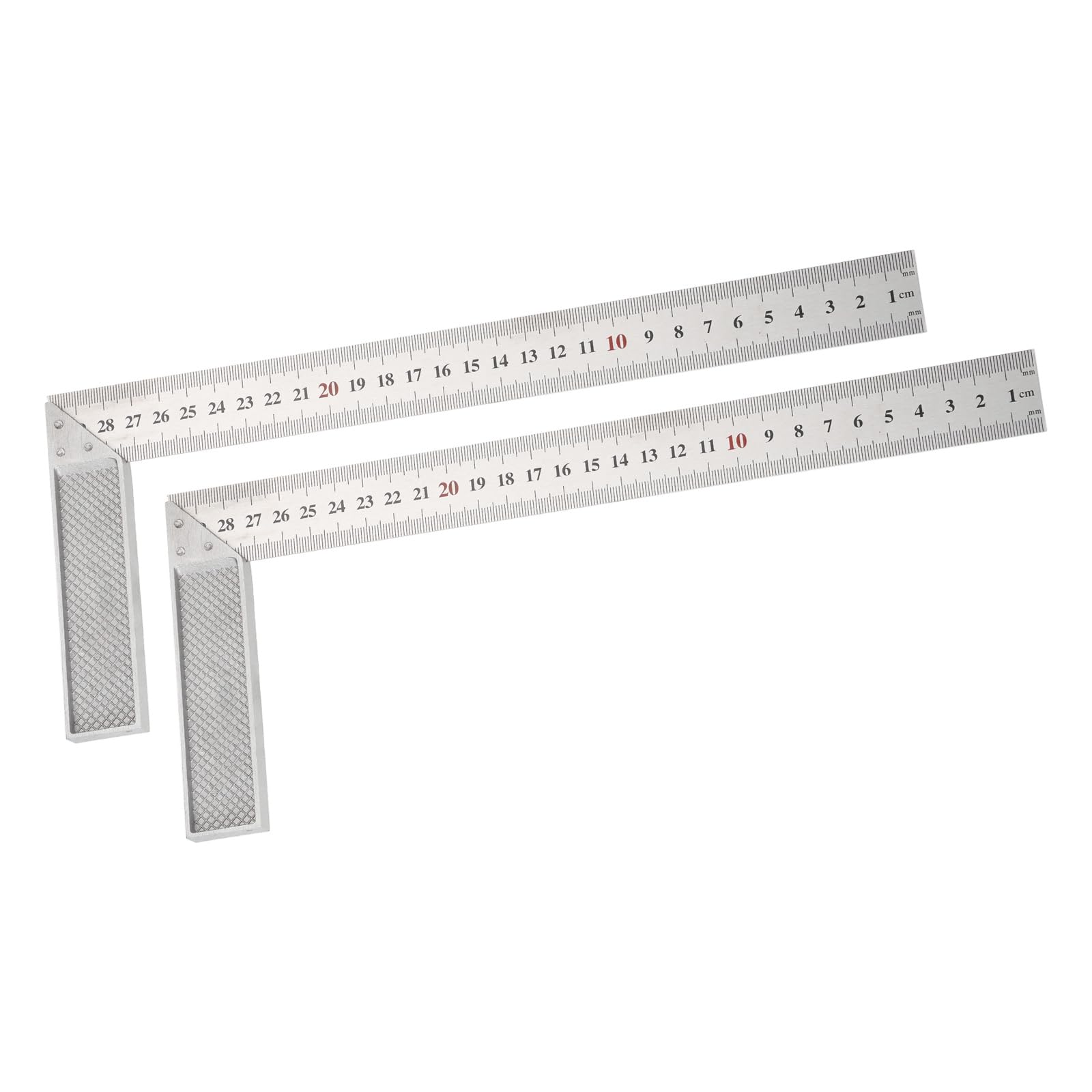 sourcing map 2Pcs Machinist Precision Square Ruler 12" 90 Degree Stainless Steel Engineer Squares L-Type Metal Right Angle Ruler Framing Tool for Professional Carpentry and Woodworking, Silver