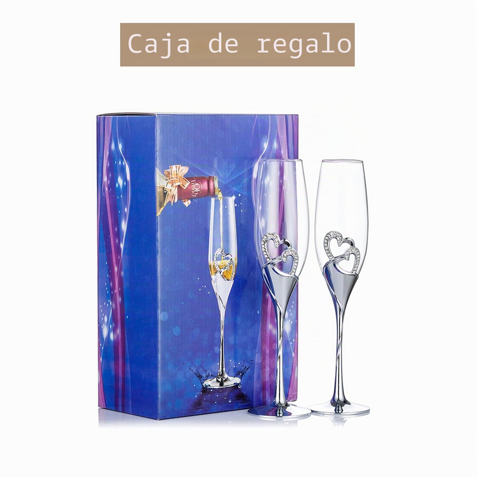 Sziqiqi Un Par De Copas De Champaña Copa Del Vino Tinto Copa Copas Como Regalo De Boda En Forma De Corazón, Plata
