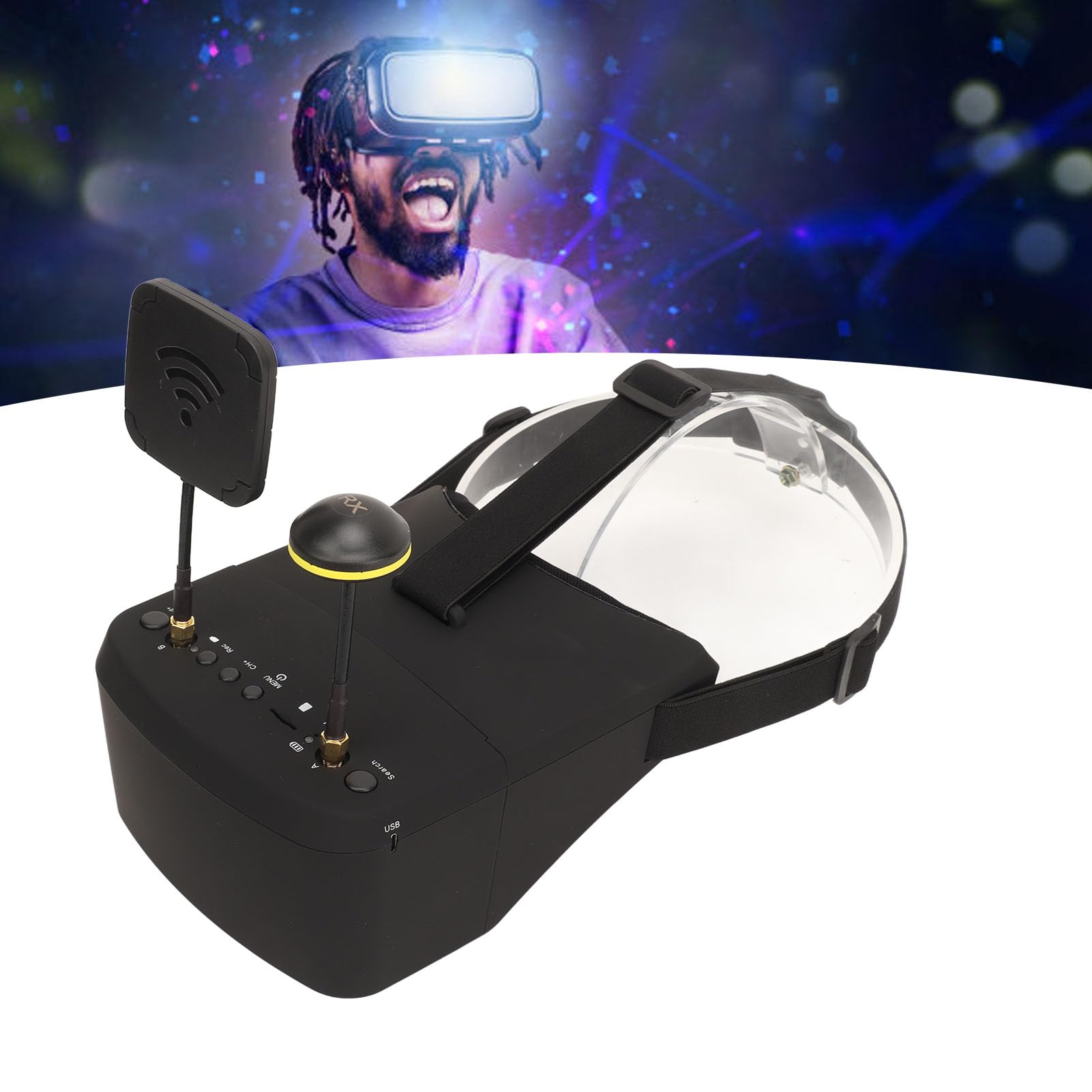 Gafas de drones de registro de DVR, FPV Goggles 5 pulgadas 5.8GHz 40Ch 800x480 Resolución, batería incorporada de 2000mAh para una experiencia FPV mejorada para una