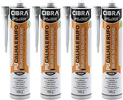 Kit 4 Selantes PU Calha e Rufo Selante de Poliuretano Adesivo Vedante Cinza Cibra Flex