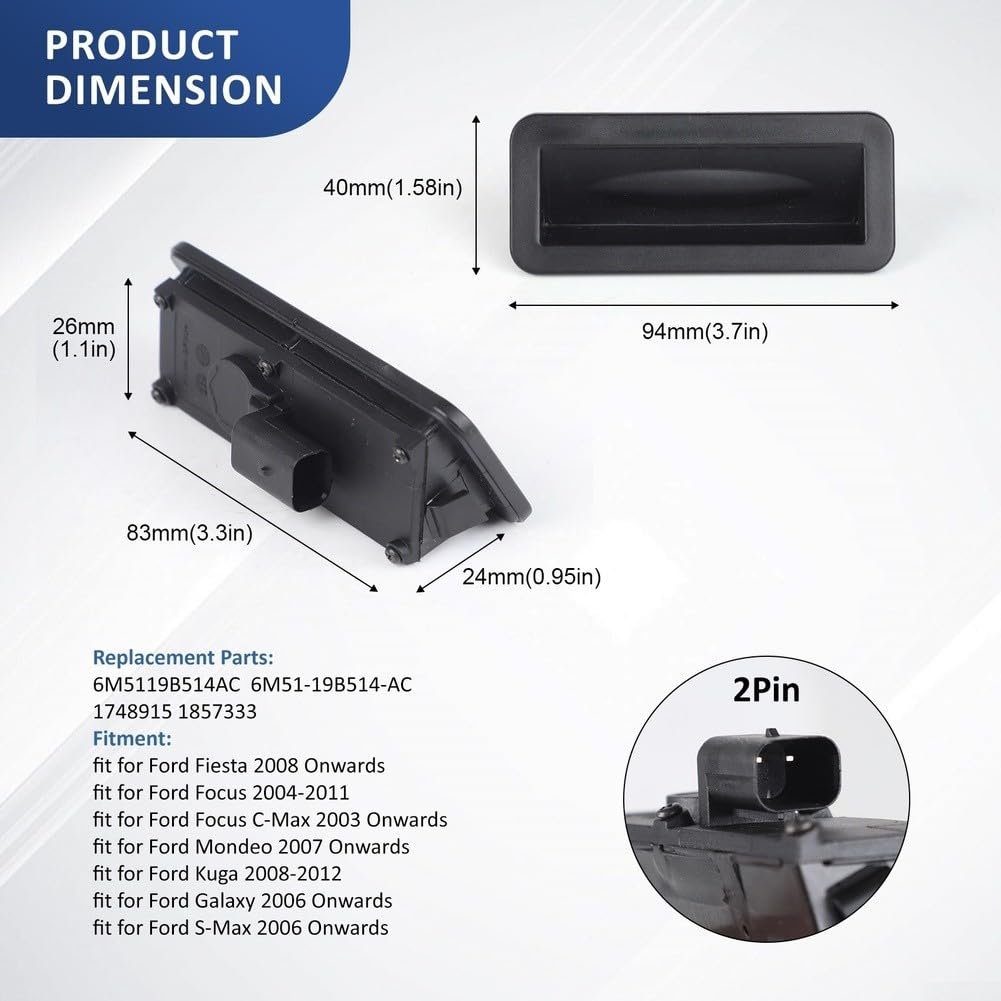 Interrupteur de déverrouillage de hayon arrière pour véhicules Mondeo – Compatible avec Focus OEM 1857333 6M5119B514AC ABS