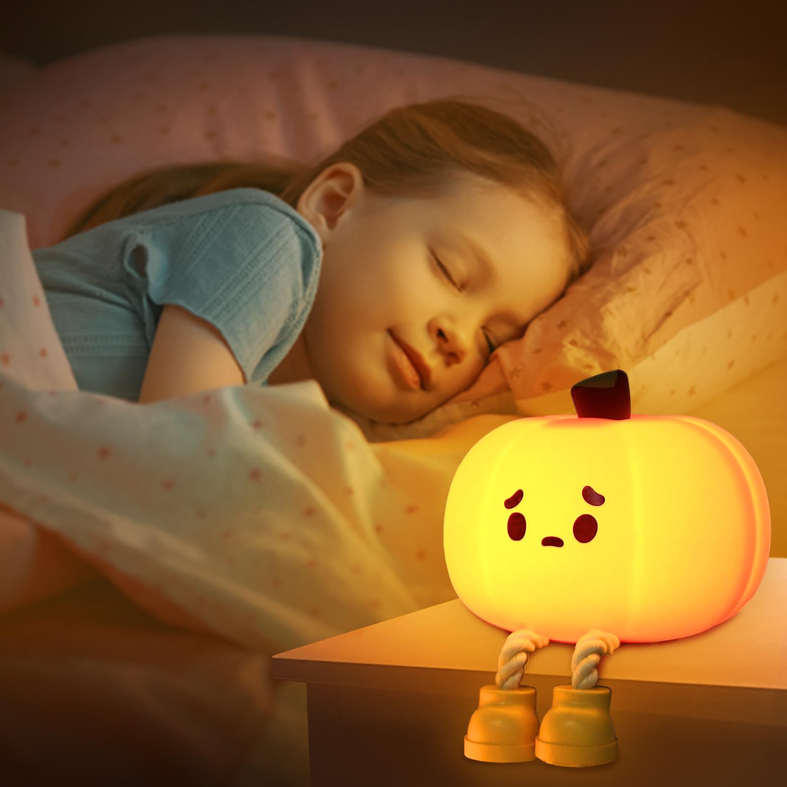 Veilleuse D'Halloween En Forme De Citrouille – Lampe LED Rechargeable Par USB Pour Enfants, Décorations D'Halloween Mignonnes Pour Chambre, Table, Crèche, Fête, Décoration D'intérieur