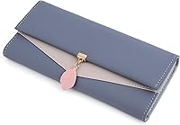 Vista 173 de UTO - Cartera pequeña RFID de piel sintética con dije de hoja, cierre de cremallera y tarjetero.