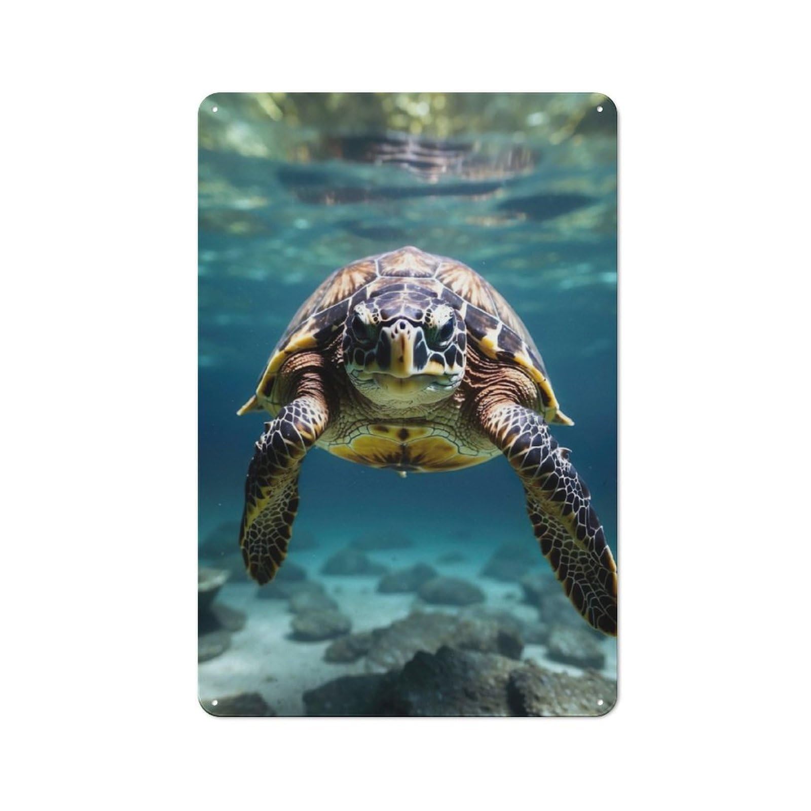 Junmoney Turtle Underwater Retro Vintage Tin Sign 30X20cm, Retro Room Decor For Lounge, Study, Pub Or Wall Gallery