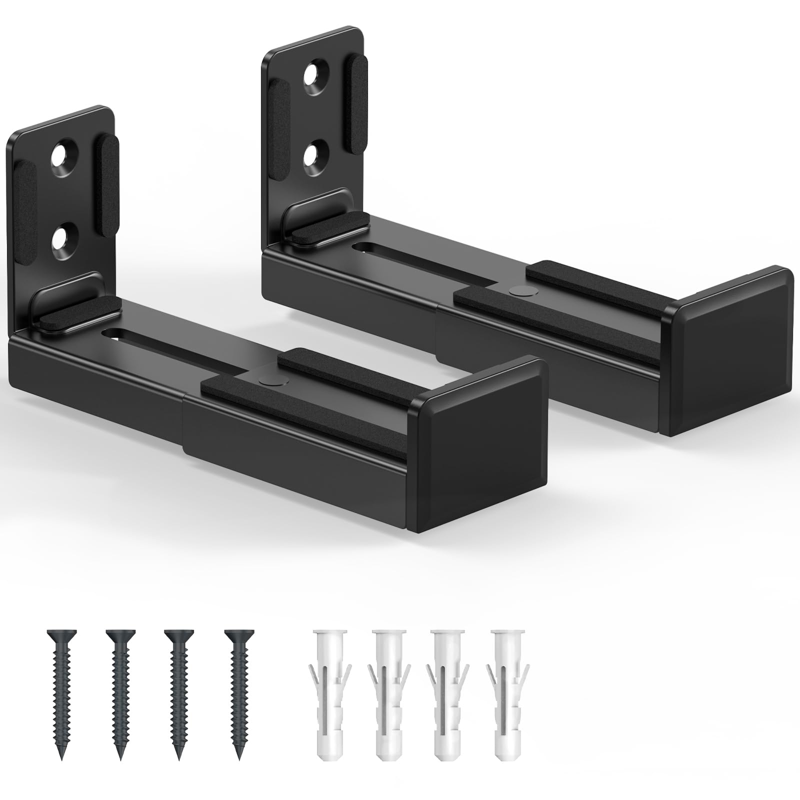 Support mural universel pour barre de son, support mural pour enceinte, profondeur réglable de 9-15,4 cm, support jusqu’à 15 kg, kit de montage pour barre de son, noir