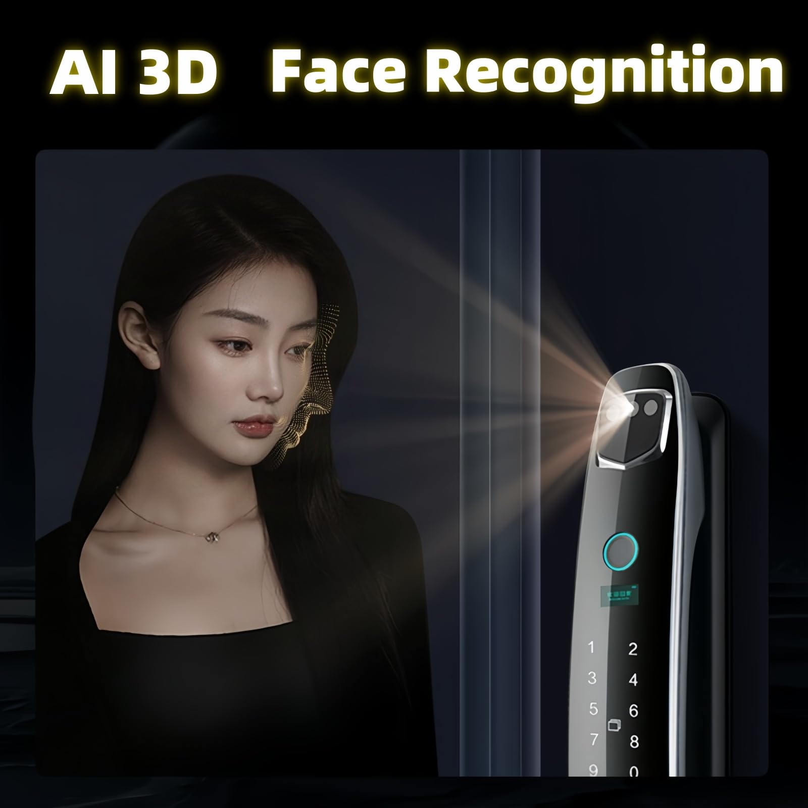 Cerrad. Inteligente 3D Rostro/Venas Palma - Auto-Bloqueo, Sin Llaves, Huella, Código, Intercom, App, Pantalla Color, Segur. 24/7, Antirrobo