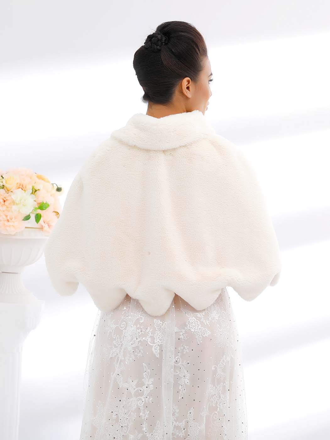 Schal und Stola aus Kunstfell, für Hochzeiten und als Winterschal für Damen und Mädchen, weiß/schwarz, One size