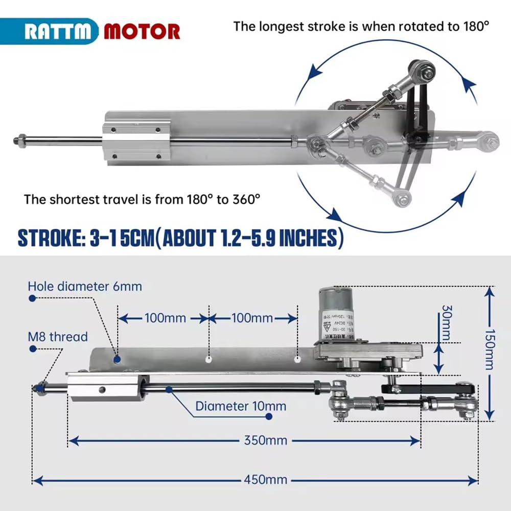 Linearantrieb,Linear Actuator,Hubkolbenmotor,Einstellbarer teleskop Motor DIY Motor mit Drehzahlregler 12v-Teleskopischer Hub 3-15cm (45 Hübe/Minute) für Rüttler/Schwingsieb