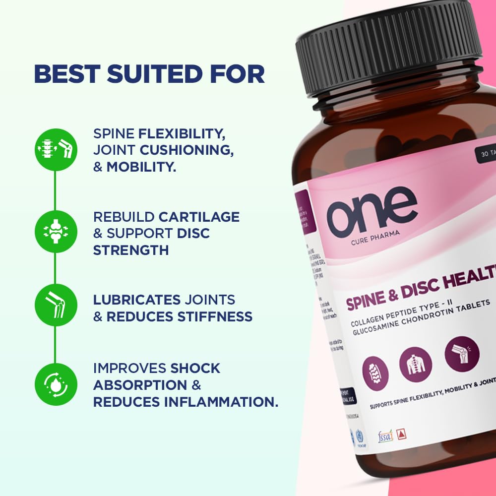 Spine & Disc Health Tablets for Men & Women | Back pain, Joint Stiffness & Bone Health | Nutraceutical Supplement with Collagen, Glucosamine, Chondroitin, Multivitamins & Minerals | 30 tablets | 1 Serving a Day — Amazon image 5