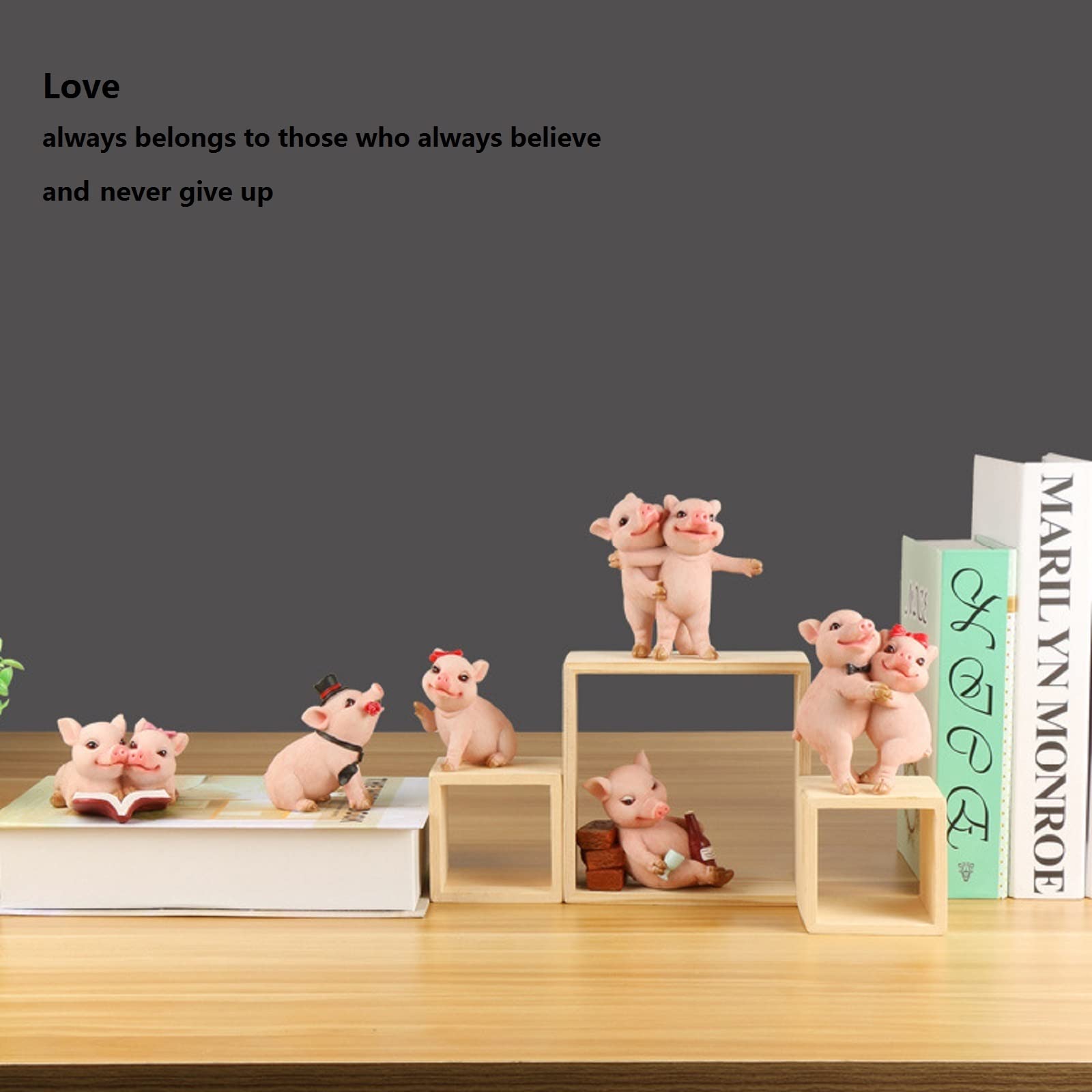 Set De 8 Figuras De Cerditos En Resina - Miniaturas Decorativas, Inspiradas En Los Tres Cerditos - Para Tartas, Estanterías, Juegos Y Decoración