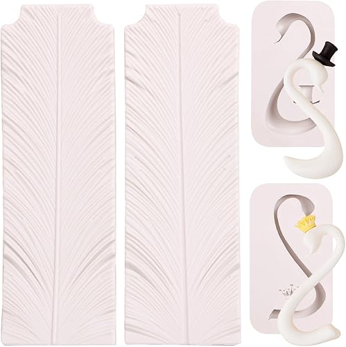 Moldes de silicona para chocolate con cuello de cisne, moldes para hornear fondant de plumas para decoración de pasteles, decoración de cupcakes,