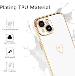 BENTOBEN Case for iPhone 15 Case, Cute Heart Pattern Plating Soft Silicone TPU Bumper Shockproof Protective Women Girls Flexible Anti Slip Phone Case for iPhone 15 6.1", White
