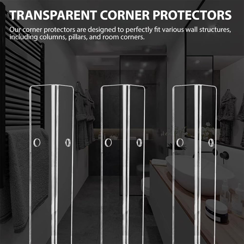 4-Teilige Transparente Eckenschutzstreifen, Wanddekorstreifen Mit Befestigungsschrauben, Robuste Acryl-Eckenschutzstreifen, Geeignet Für Möbel/Türrahmen